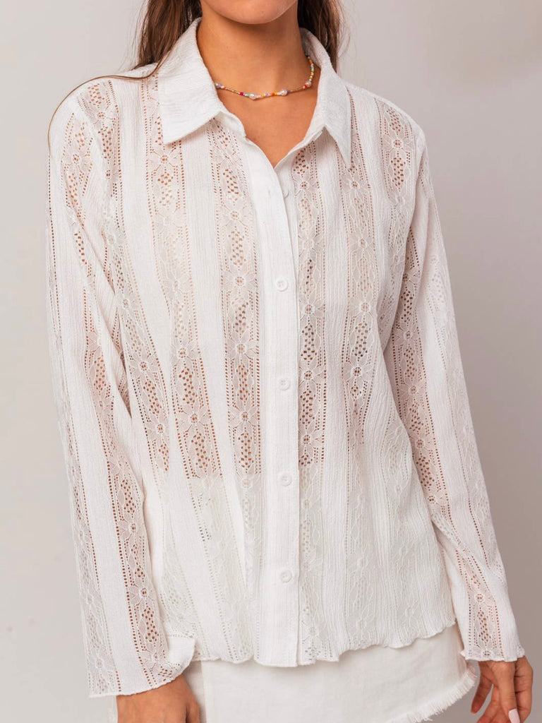 Floral Sheer Striped Shirt | Muse & Maven Boutique | Muse & Maven