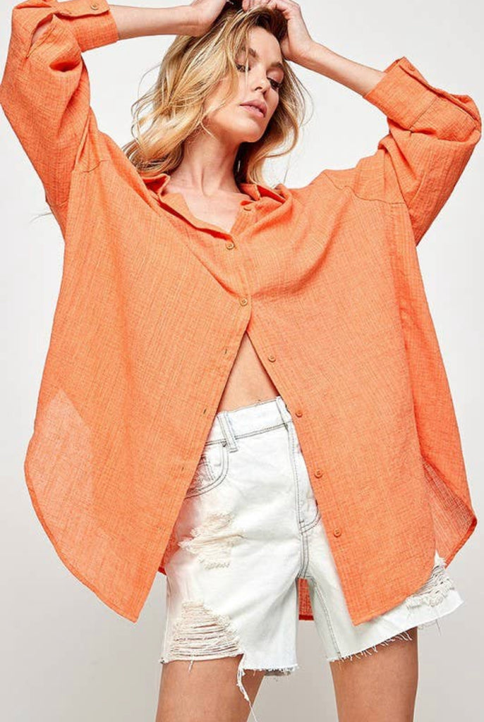 Soft Washed Button Down Top | Clementine