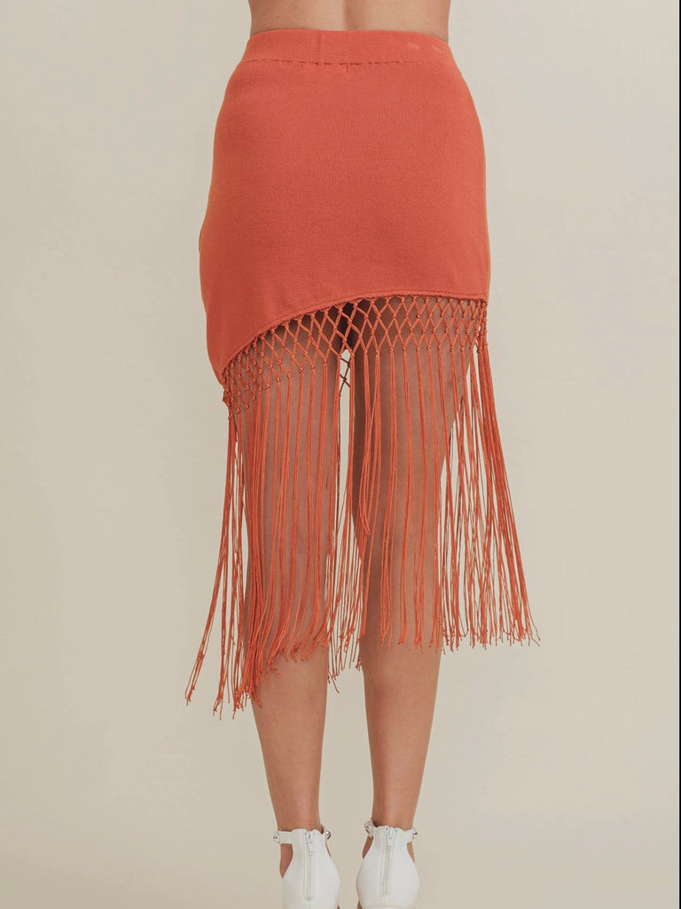 orange mini skirt high waisted