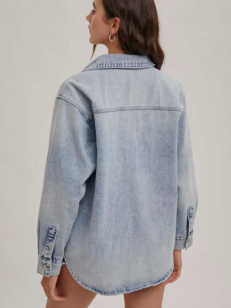 Washed Denim Button Down Shacket