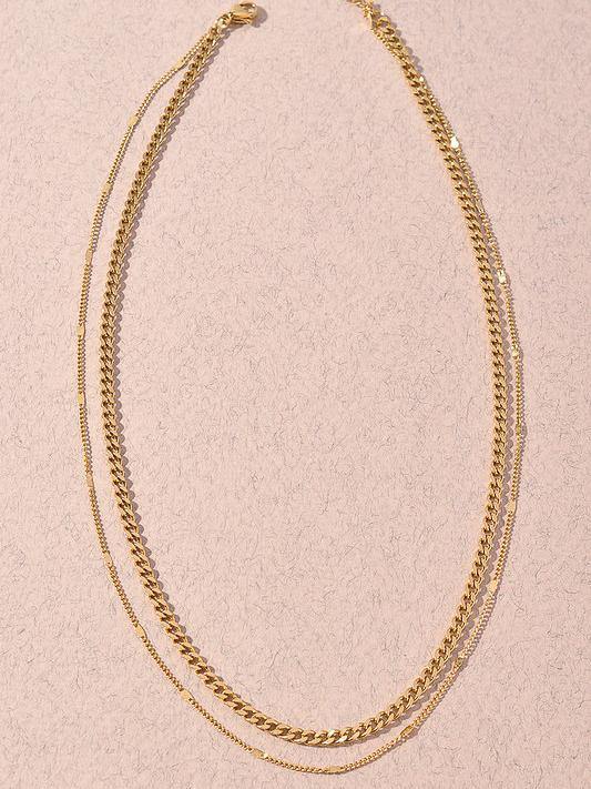 layered gold necklace with chain