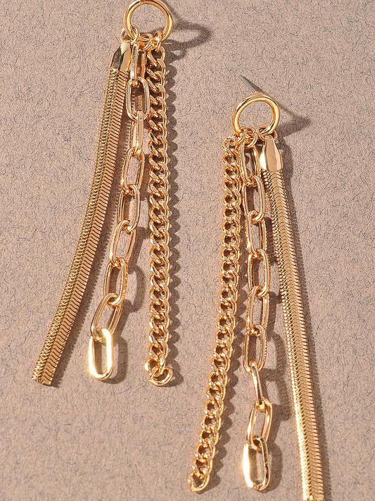 chain drop dangle earrings gold