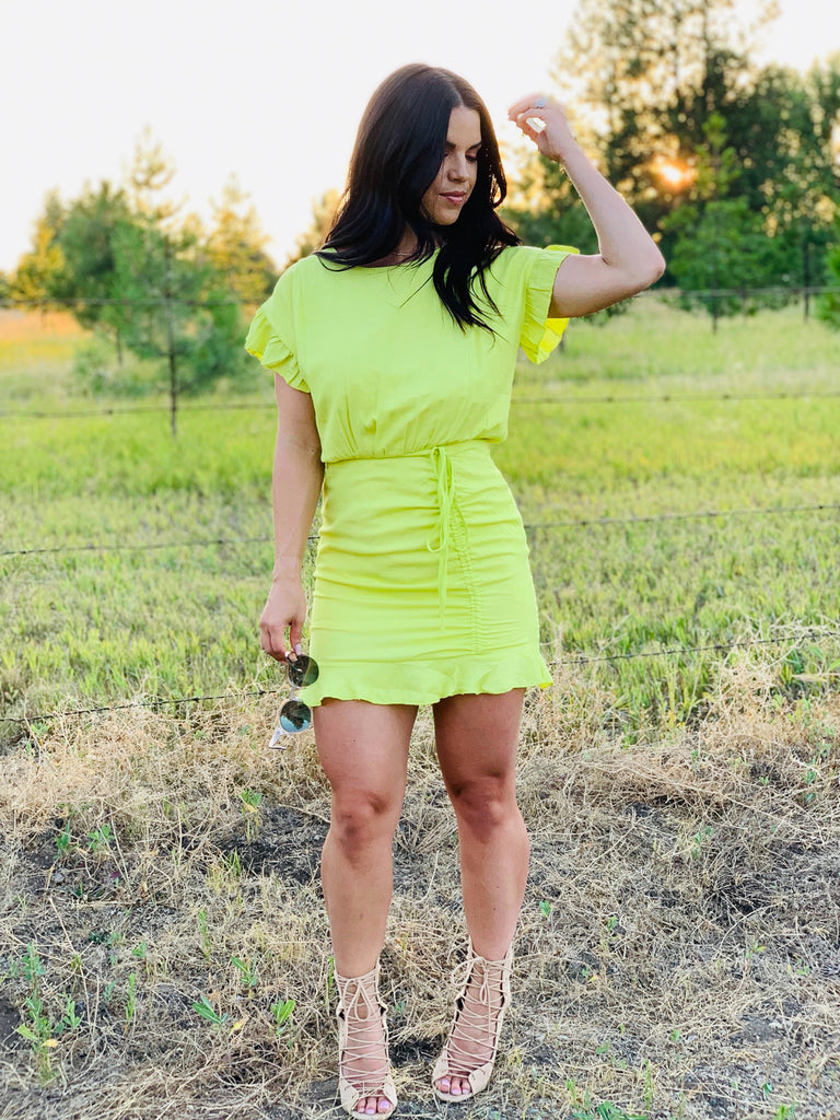 bright summer mini dress yellow