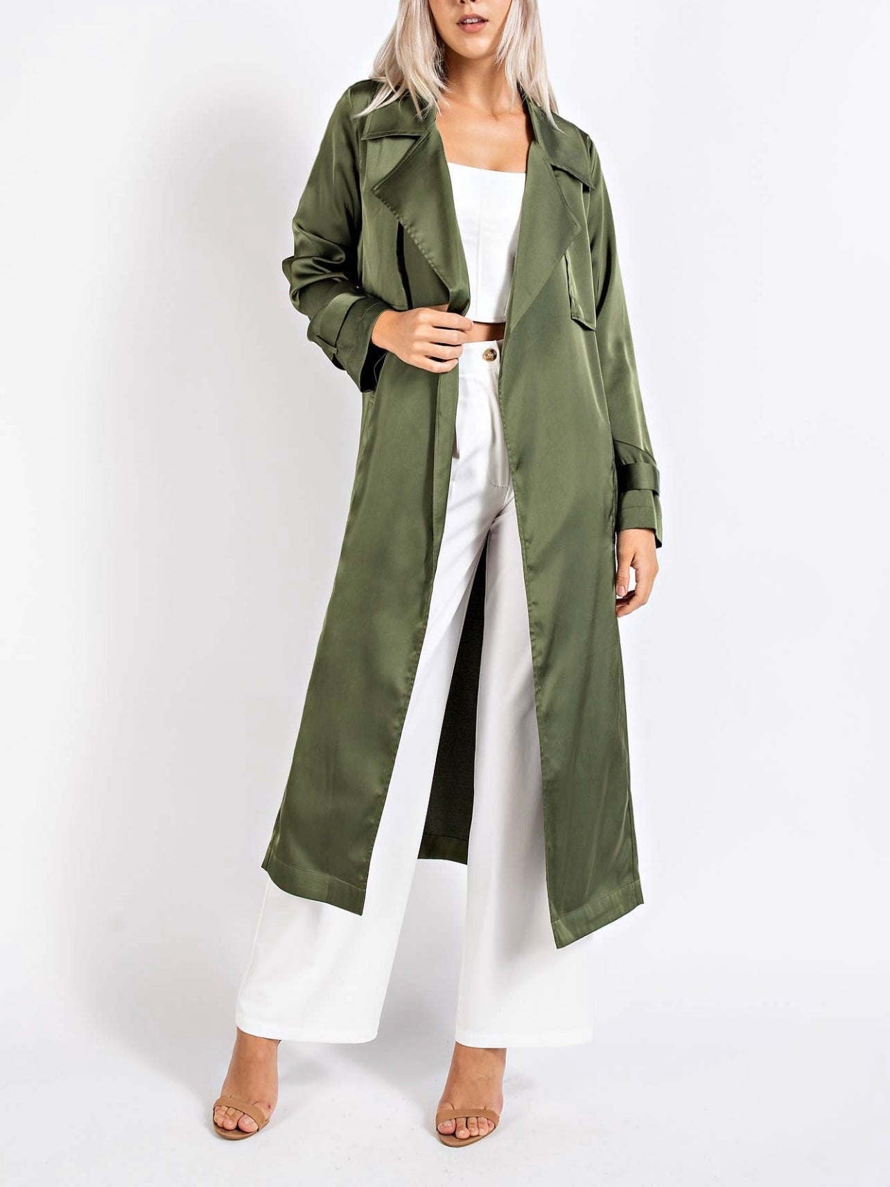 AKM 【C046】 washed satin trench coat 6088EC29-42CC-411E-B104-