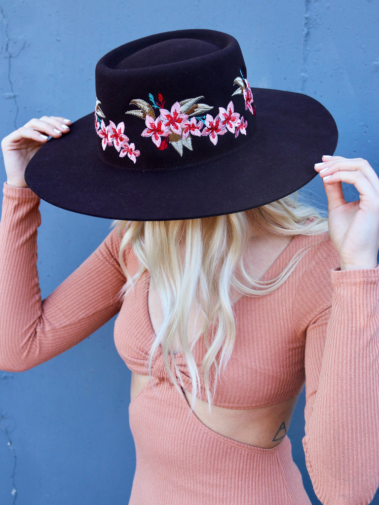wyeth floral brown hat