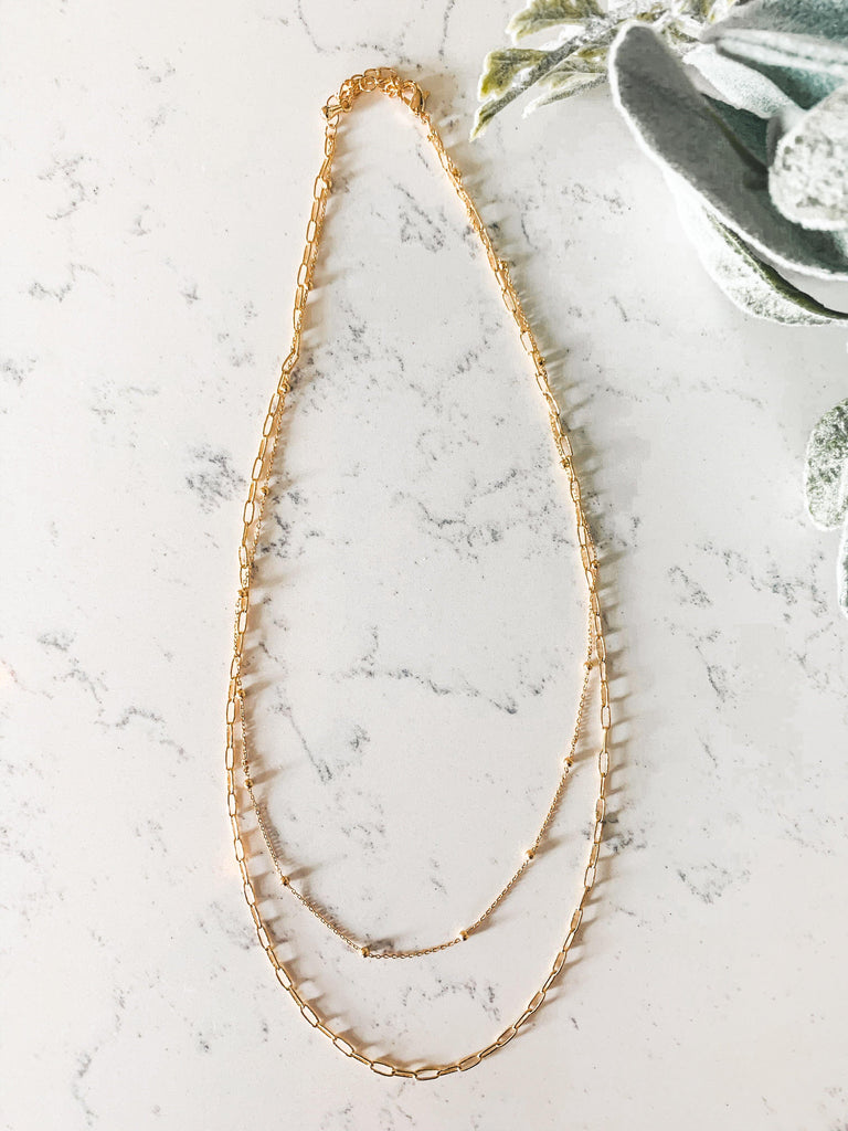dainty layered necklace gold