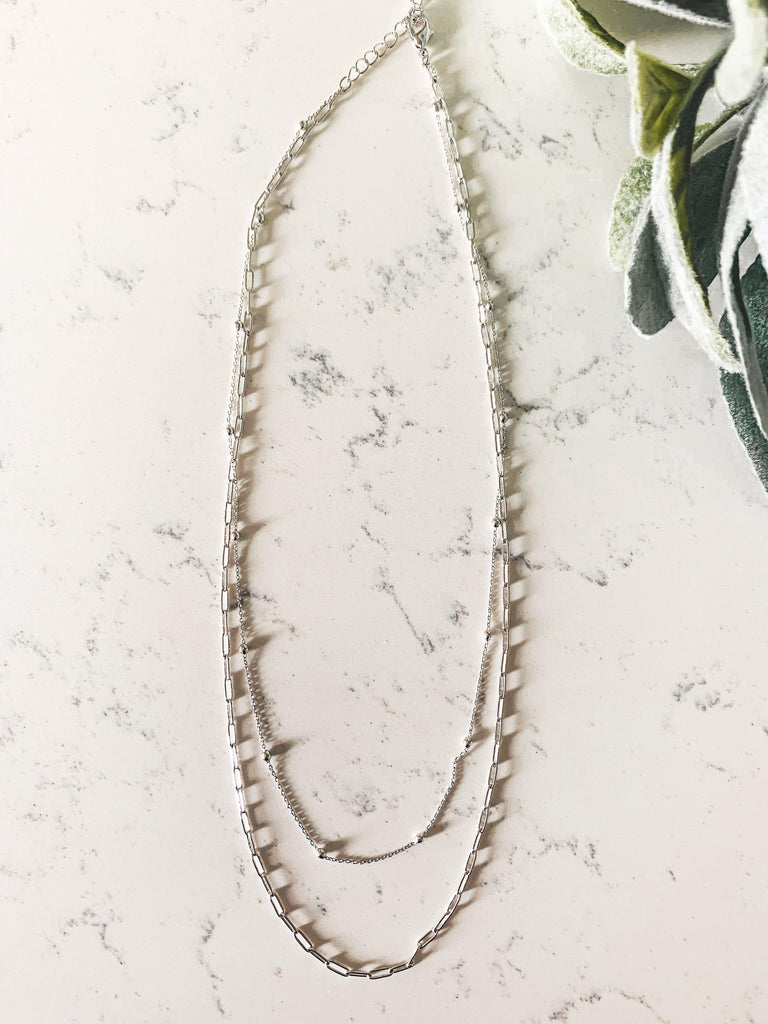 dainty layered necklace silver