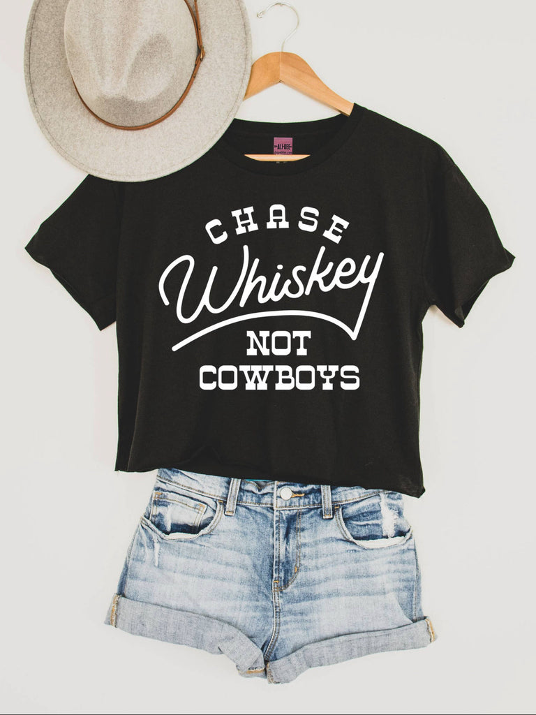 whiskey cropped western tee