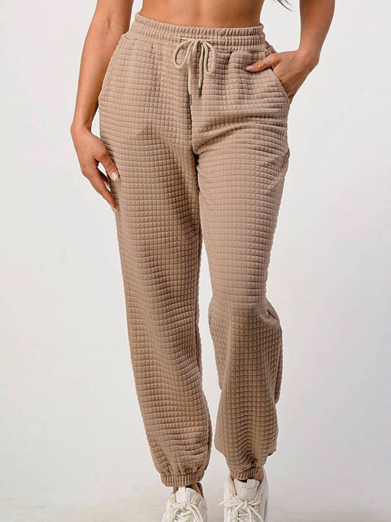 taupe waffle knit jogger womens