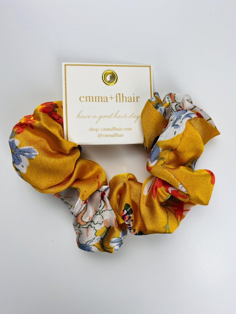 Flhair Yellow Floral Scrunchie