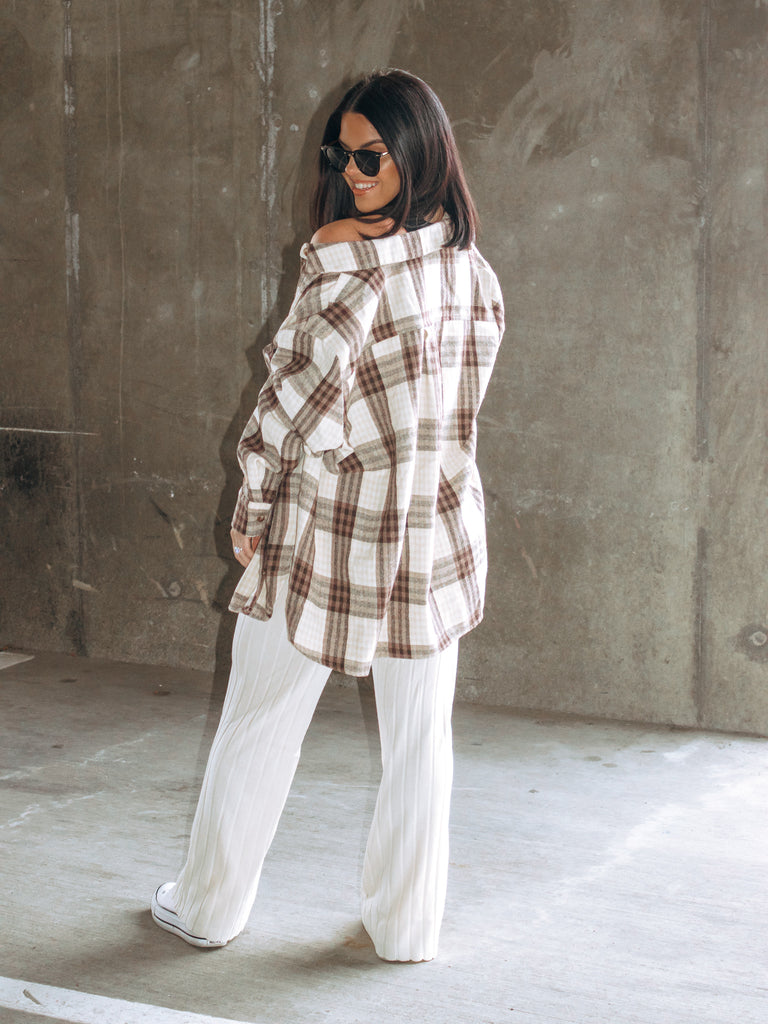 soft beige plaid shacked outfit